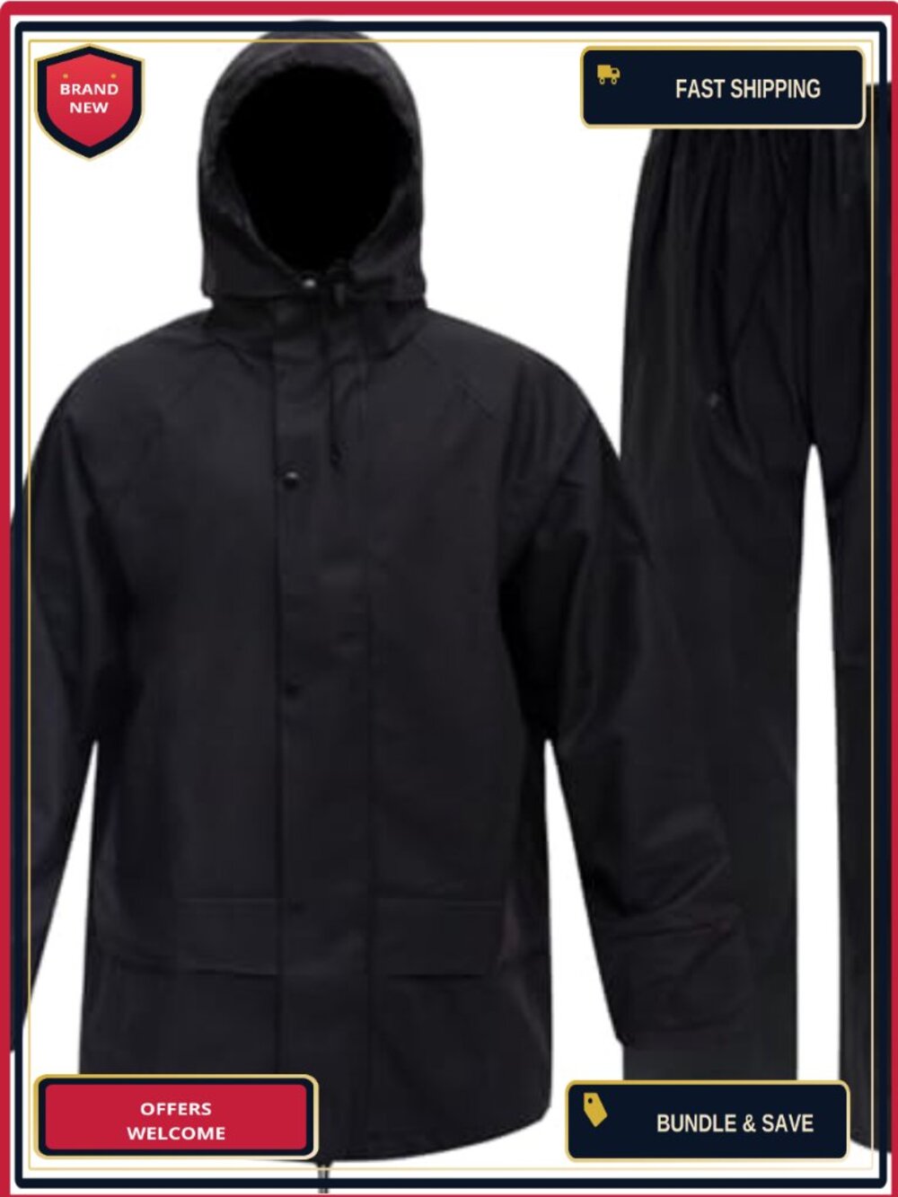 Waterproof Heavy Duty Rain Suit Jacket and Pants Set for Fishing Hiking